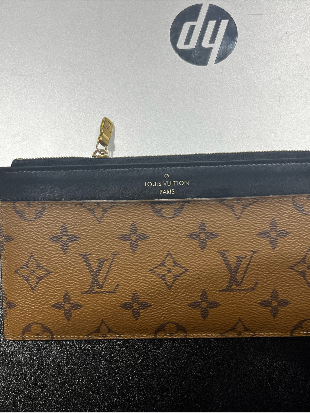 Louis Vuitton Reverse Monogram Slim Purse Zip Wallet With Gold Hardware